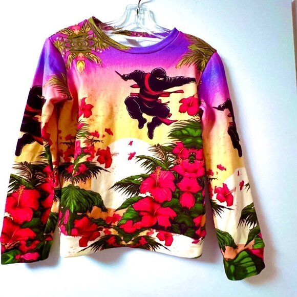 Conceptual Subculture Other - Cotton Ninja Floral Crew Neck Sweatshirt Hawaiian Size Small Unique Unisex Kid